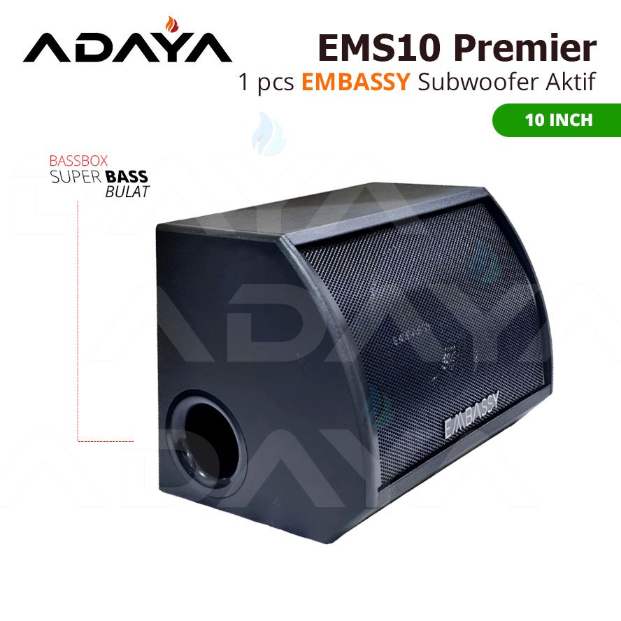 AKTIF SUBWOOFER MOBIL 10 inch Bass Box  - EMBASSY EMS 10 PREMIER
