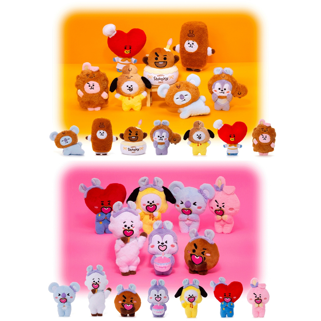 FULL OF SHOOKY , MANG , TATA PLUSH BONEKA BT21 BTS EDITION JAPAN JEPANG TOY STANDING DOLL