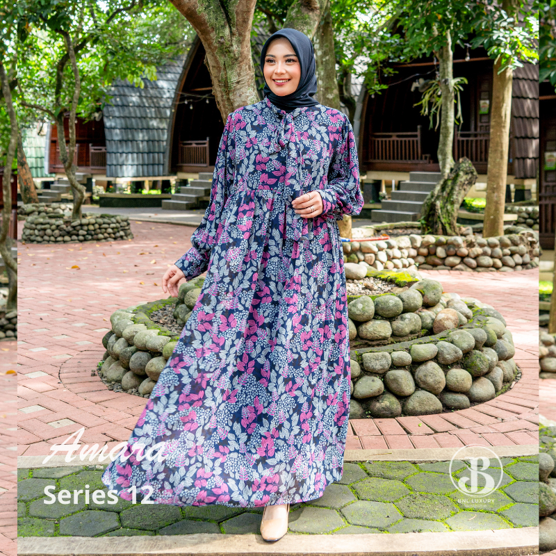 Gamis Muslimah Ceruti Model Busui Variasi Leher Amara Series 12 Bnl Luxury