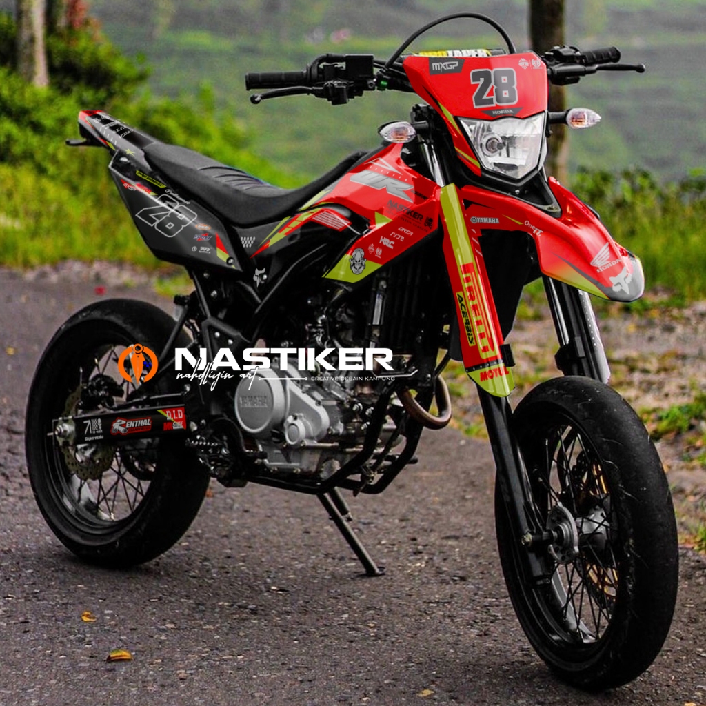Sticker Decal WR 155 SIMPEL MERAH HITAM FullBody Bebas Request - Sticker Striping WR MERAH HITAM