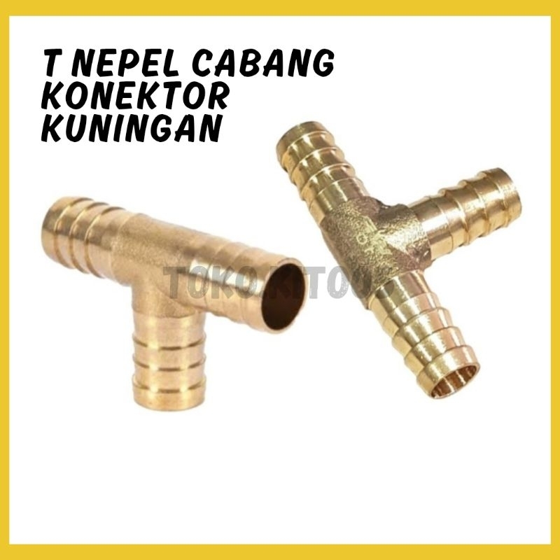 Nepel Tee Cabang 3 T Konektor Kuningan / Sambungan Regulator Selang Gas
