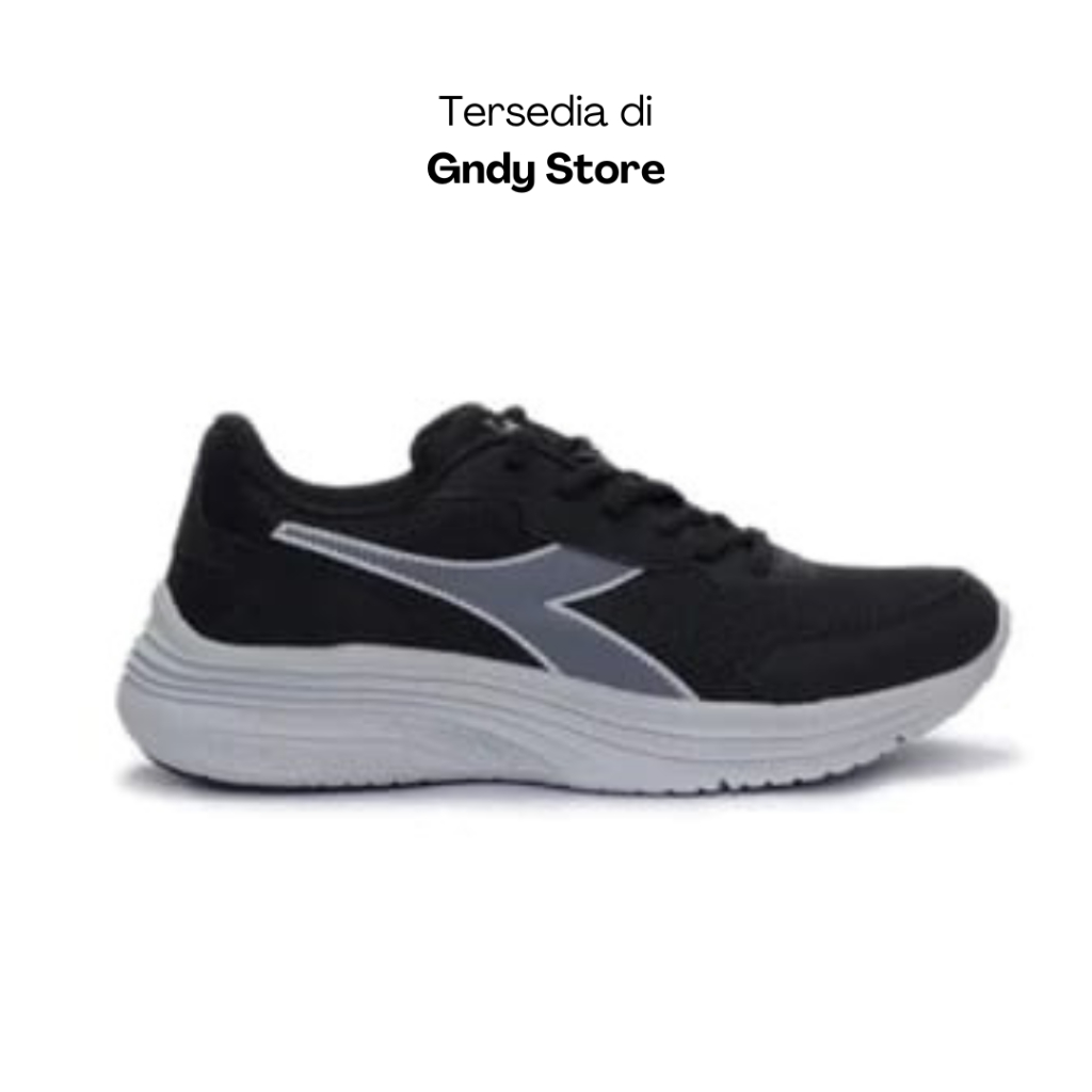 Sepatu Running Lari Pria Diadora Eagle 7 Black Steel Grey DIA180236815