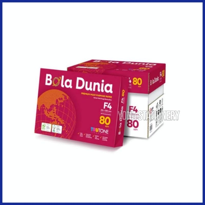 

BOLA DUNIA PREMIUM HVS F4 80 gr | 1 RIM : 500 Lembar