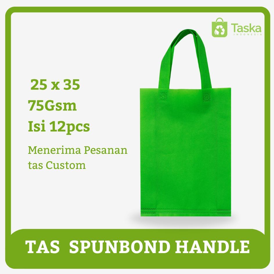 

Tas press spunbond tali 25 x 35 ( warna hijau muda) Rp.1,700/pcs