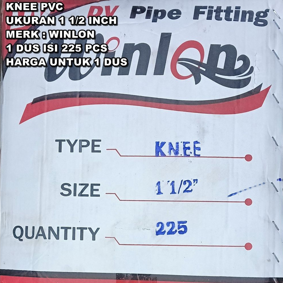 

KNEE PVC 1 1/2 INCH WINLON HARGA 1 DUS (225PCS)