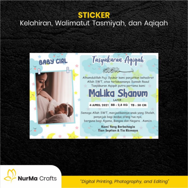 

Stiker Bayi (Walimatut Tasmiyah dan Aqiqah) - Kertas Sticker Bontak / Kertas Art Cartoon