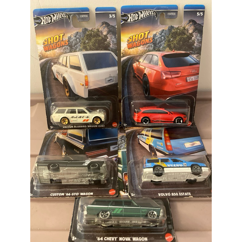 Hot Wheels Shot Wagons Custom '66 GT0 Wagon Volvo 850 Estate seris ( 5pcs )