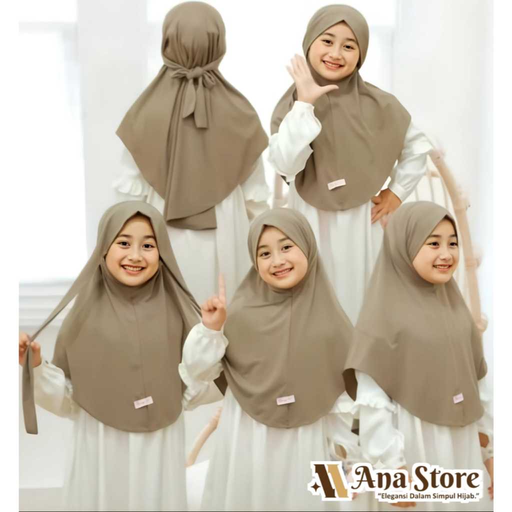 Maf Hijab Niqob Anak - French Khimar Anak Perempuan Jilbab Hijab Anak Bergo Tali Malay Niqab 2-4 thn