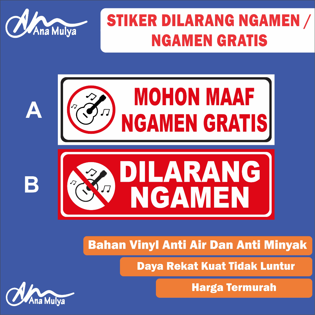

STIKER VINYL ANA MULYA STIKER DILARANG NGAMEN BOLEH NGAMEN TERLARIS