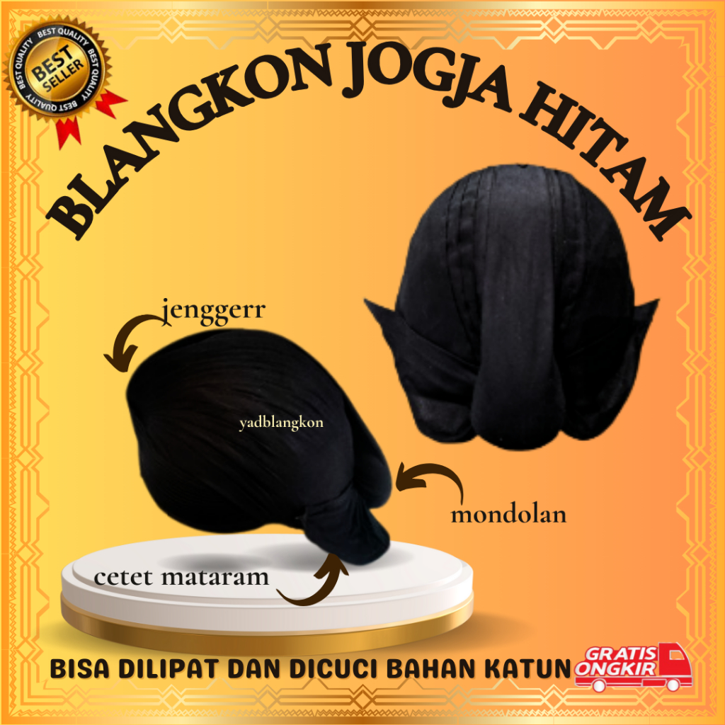 _Blangkon Hitam Jogja Alusan Klasik _Penutup Kepala Tradisional