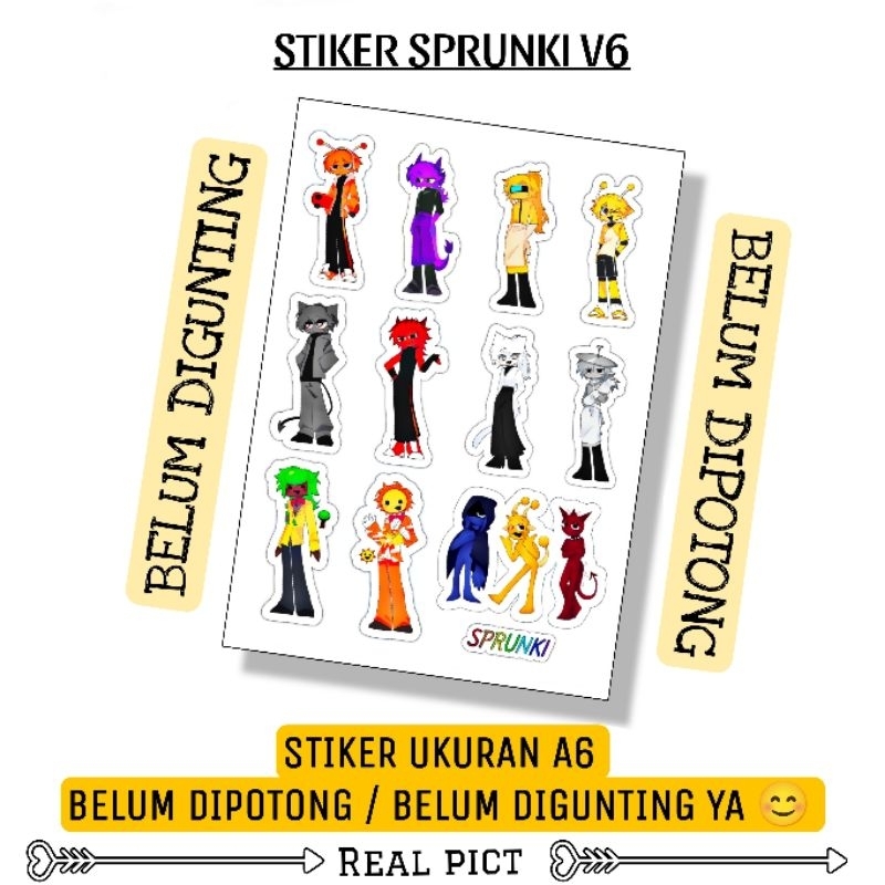 

STIKER SPRUNKI V6 / STIKER BELUM DIPOTONG BAHAN VINYL UKURAN A6 / STICKER SPRUNKI V6 / STIKER KARAKTER LUCU