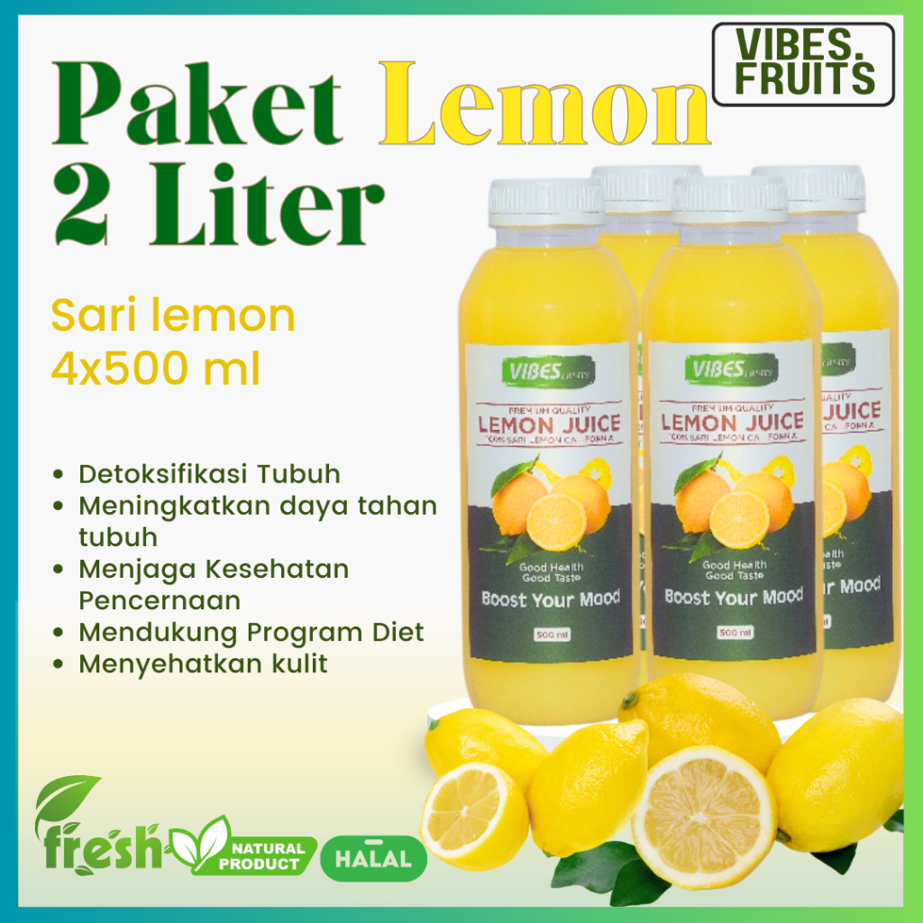 

Paket Sari Lemon 2 Liter (4x500 ml) / Bundling Sari Lemon Murni Asli Tanpa Campuran 2 Liter