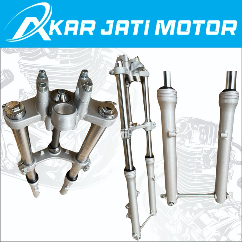 SKOK NINJA RR NINJA R PNP HONDA CB GL MP TIGER AJS BOTTOM SILVER AS CHROME SHOCKBREAKER DEPAN IMPORT