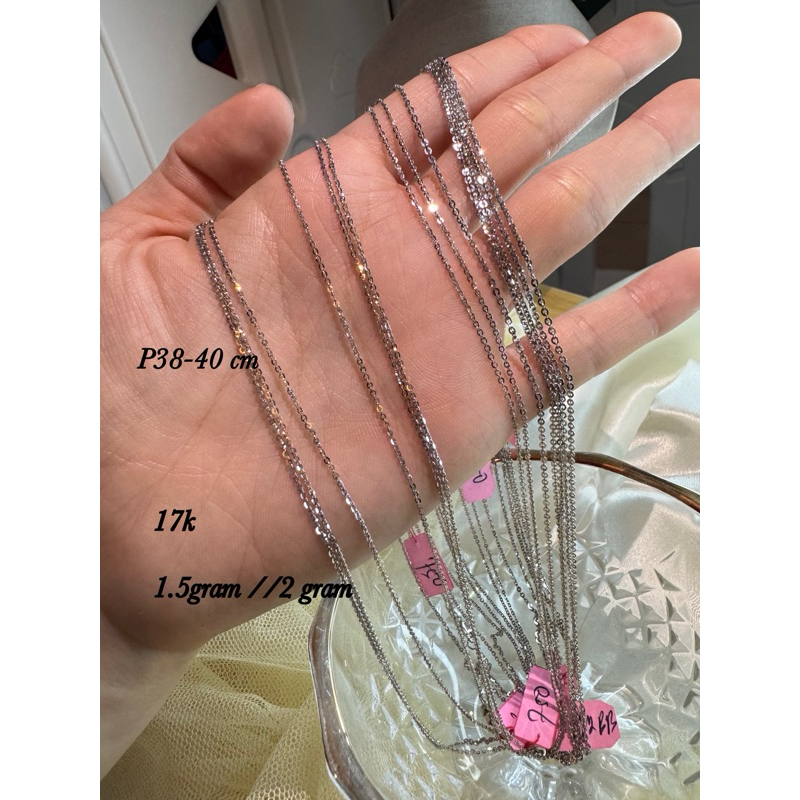 Kalung emas rantai nori siem padat mas putih 17k