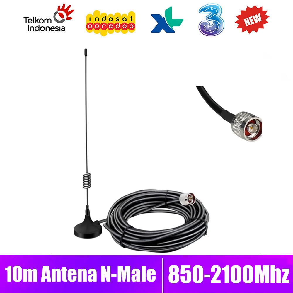 Antena luar ruangan 5dbi 900 1800 2100MHz dengan N pria 10 meter kabel Antena Eksternal untuk 2G 3G 