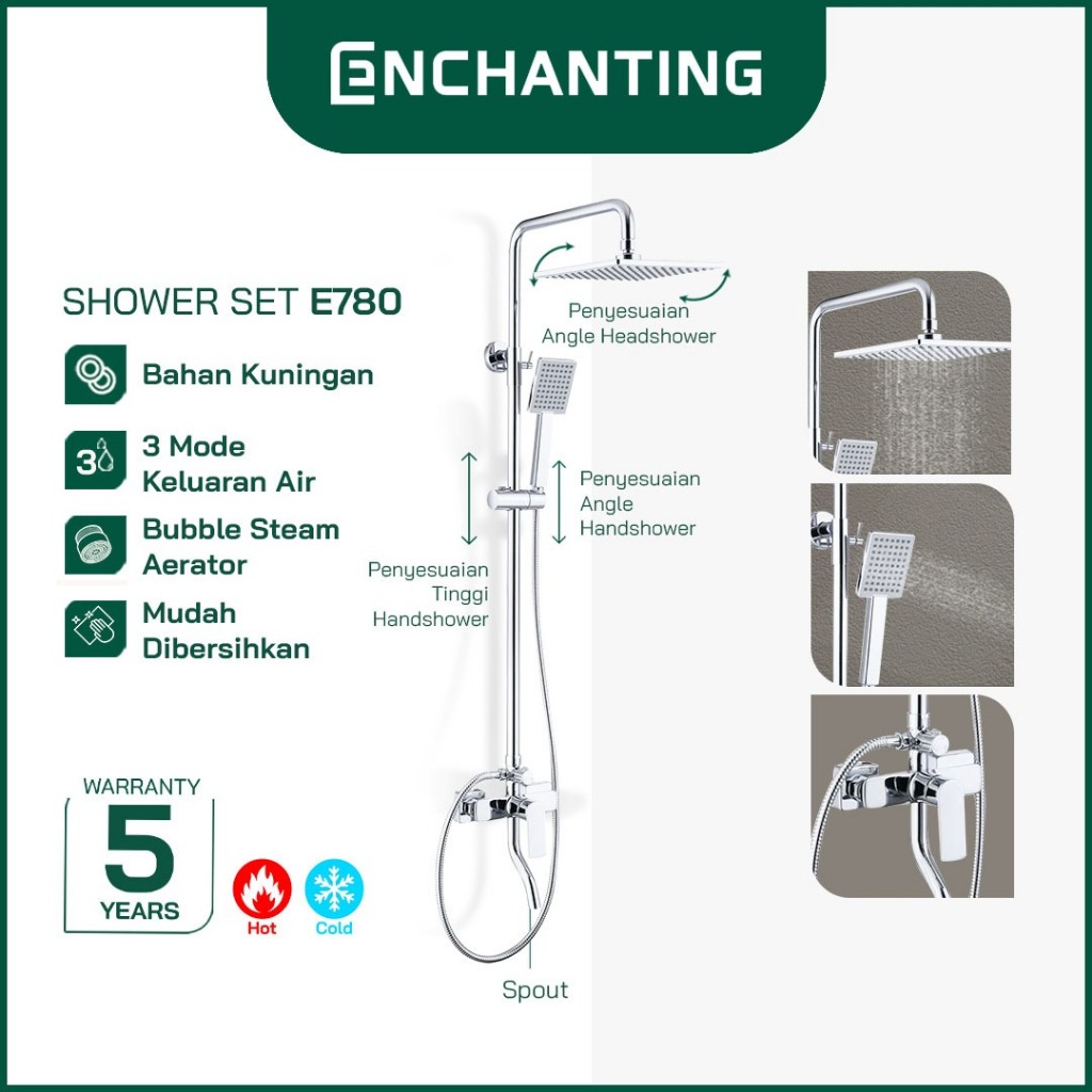ENCHANTING Shower Set Tiang Mandi Keran Kran Panas Dingin E780 Bergaransi