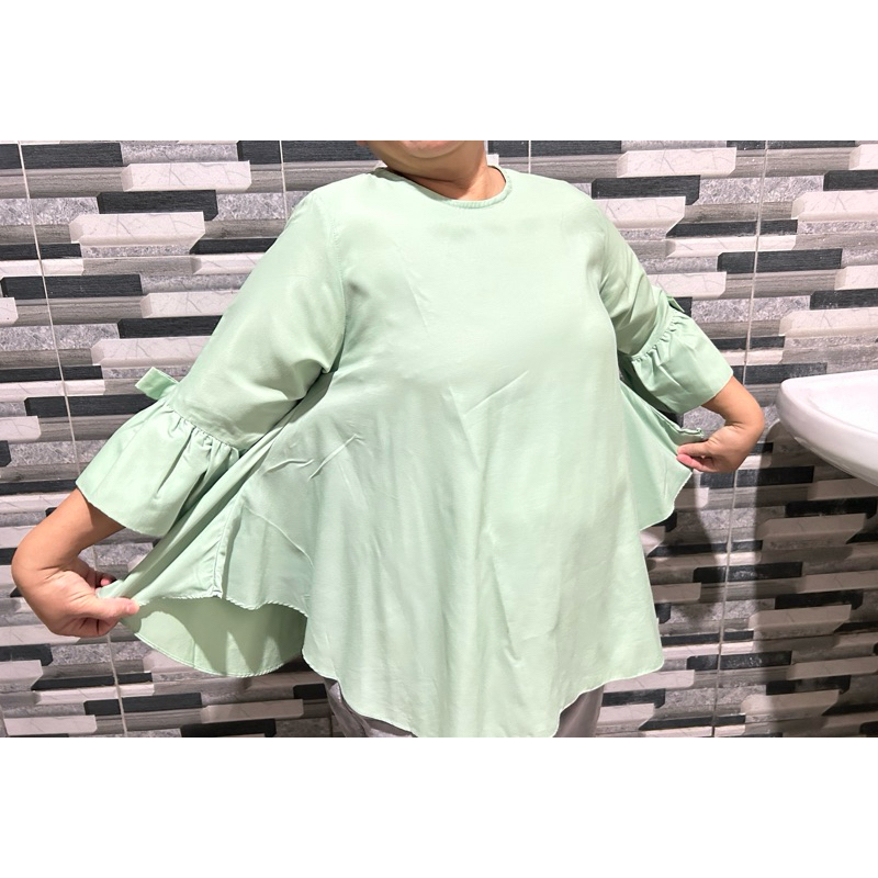 baju atasan wanita warna hijau tosca