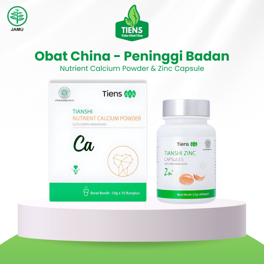 Paket Bundle Nutrient Calcium Powder Zinc Capsule Obat Cina Peninggi Badan TCM Fitofarmaka
