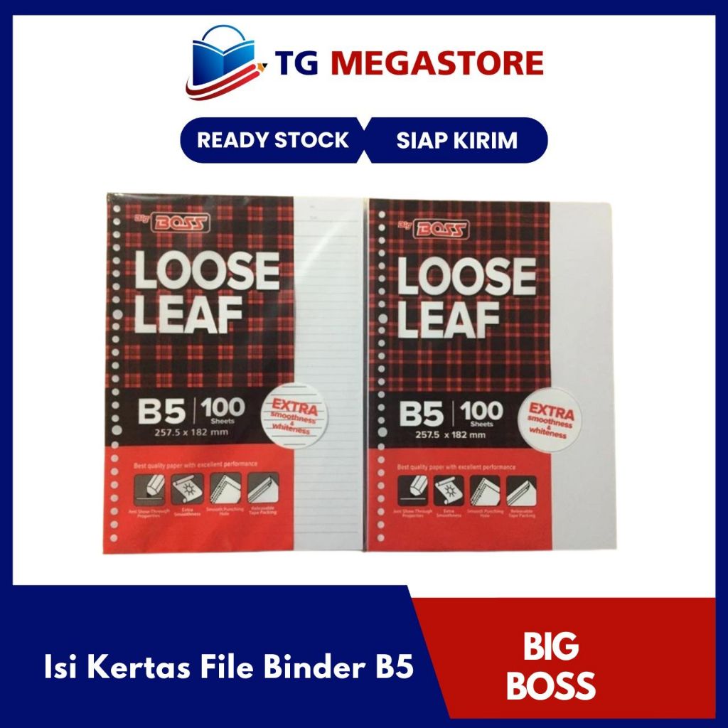 

Loose Leaf / Isi Kertas File Binder BIG BOSS B5 isi 100 Lembar