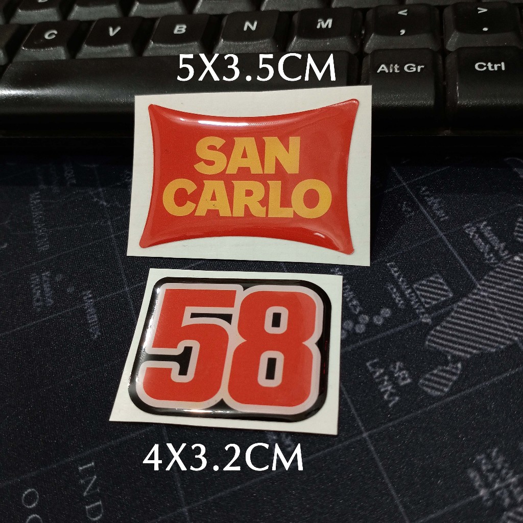 

Sticker Timbul Resin 58 MARCO SIMONCELLI SAN CARLO Stiker Logo Lycal 3D Kecil Satuan