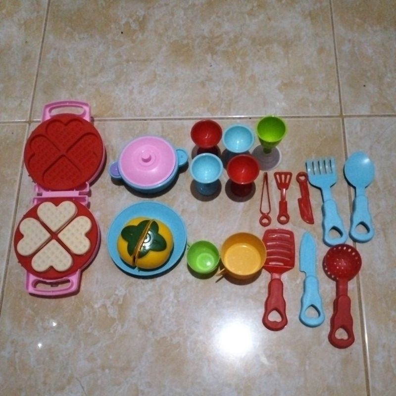 Mainan Masak Masakan Bekas Preloved Pribadi Pancake Gelas Buah Potong Alat Makan
