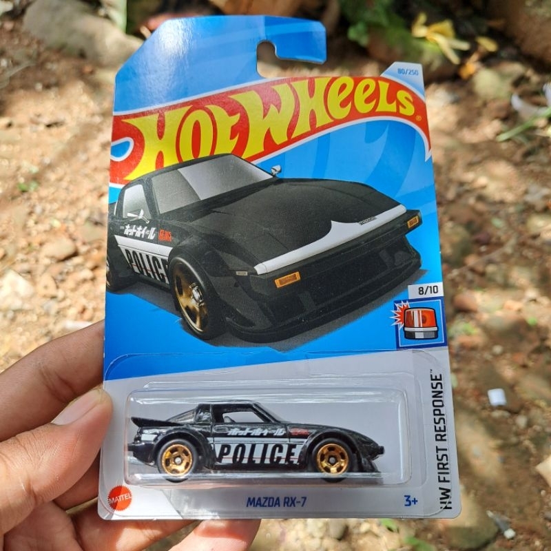 HOTWHEELS MAZDA RX7 POLICE HITAM