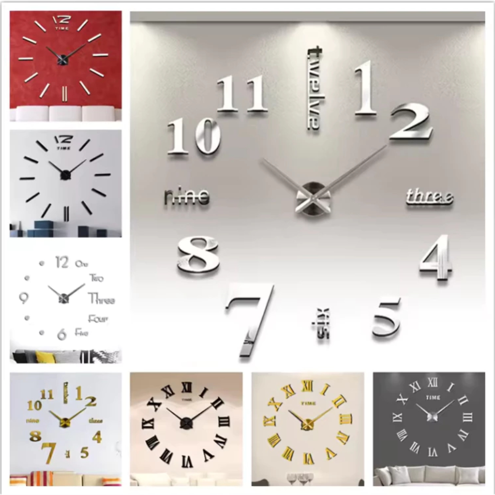 Jam Dinding Besar 3D Jumbo 130cm DIY Dekorasi Rumah Aesthetic /Jam Dinding Arab Jumbo
