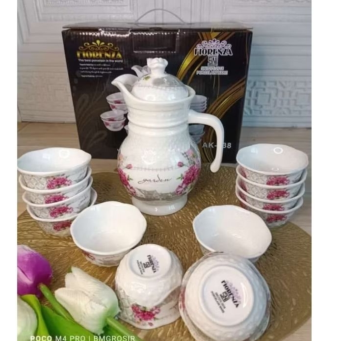 Tempat Cuka Wadah Mini Keramik Fiorenza Motif Bunga AK-838