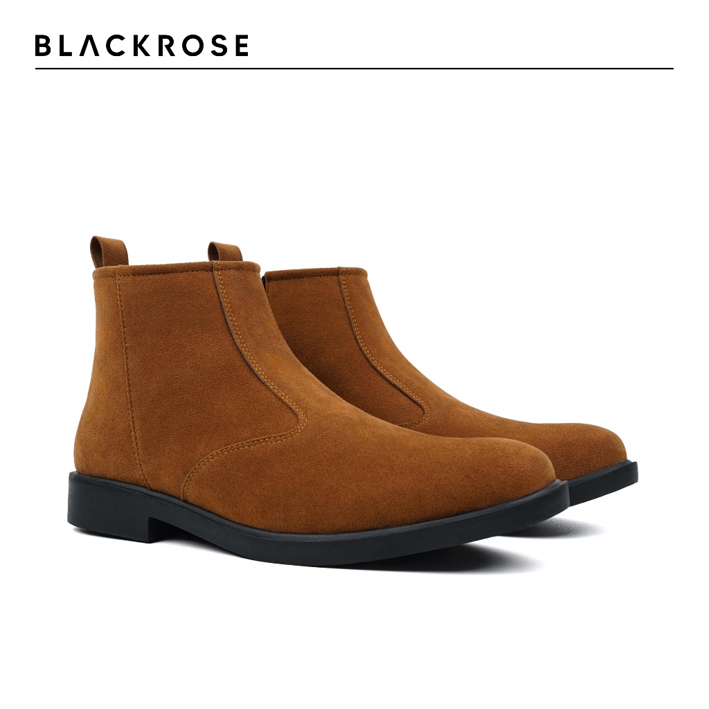 BLACKROSE Chelsea Zipper Boots Sepatu Boots Pria Chocolate Brown Suede Formal And Casual For Men And