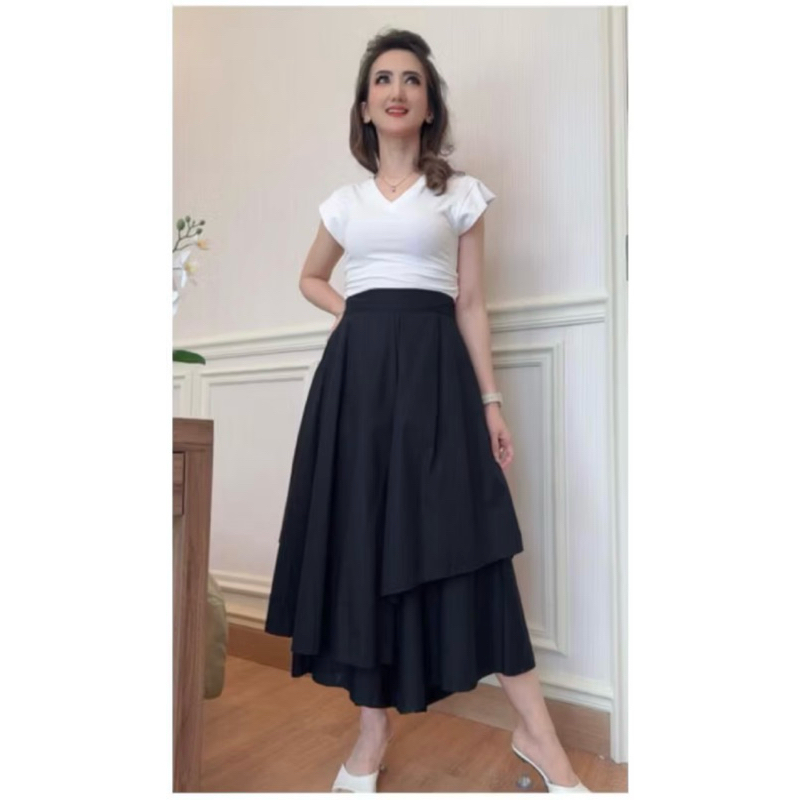 Rok Cherry Katun Jepang Premium korean style (hitam)