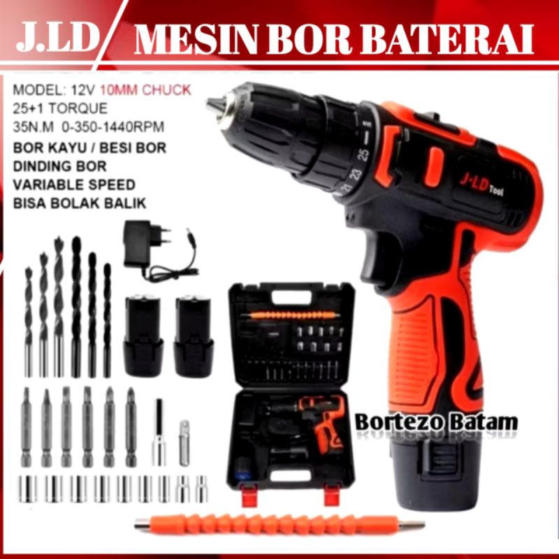 Mesin Bor Baterai Batam ll JLD 12VF 10 MM