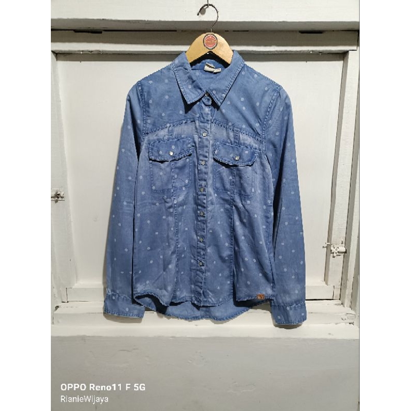 Roxi Saddle Back 3 Ls Denim Shirt Long Sleeve Button Up