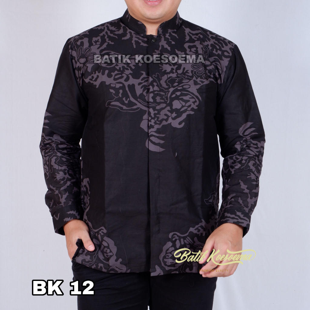 Nuswantara Batik Premium Kemeja Baju Koko Pria Solo Lengan Panjang Lapis Furing Bahan Katun