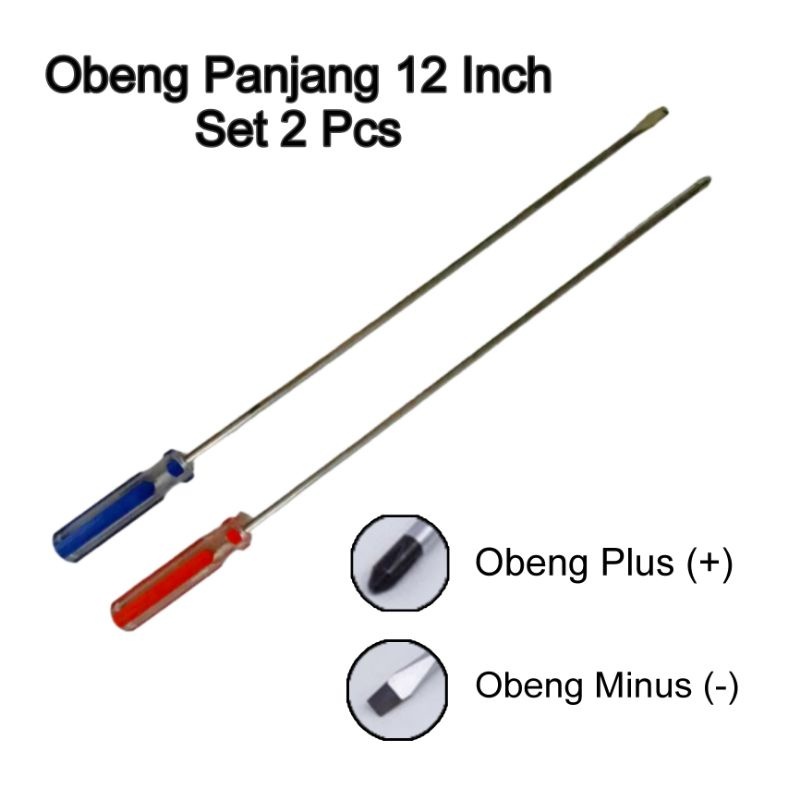Obeng Panjang 12 inch 30 cm MAGNET Screwdriver obeng stel karbu obeng set 30 cm obeng min plus set 2