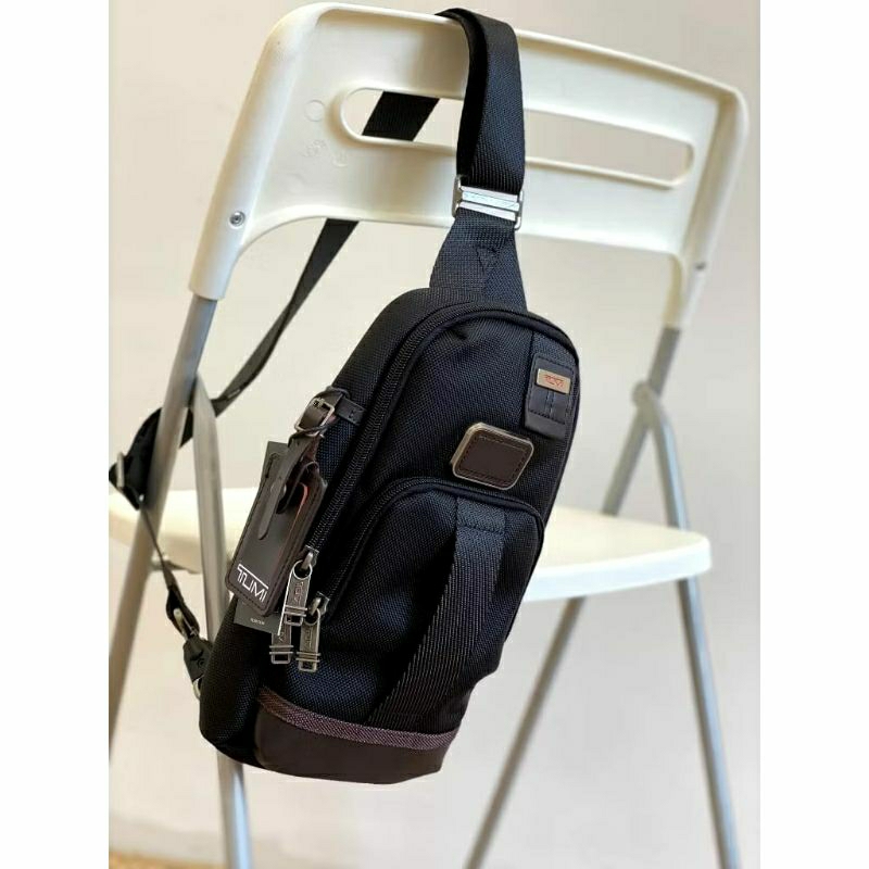 Tas  Tumi Selempang Fife Hitam Black Free Embos Slempang Bahu Crossbody Slingbag Sling Bag Pria Man 