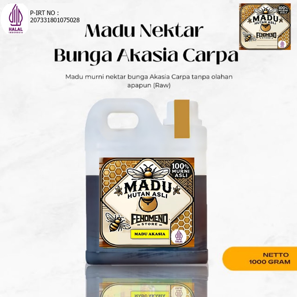 

Madu 1kg Murni Asli 100% Super Tanpa Campuran Original BPOM Nektar Hutan Akasia 1000gram Hitam Ori Premium Grade A 100% Alami Pure Raw Honey