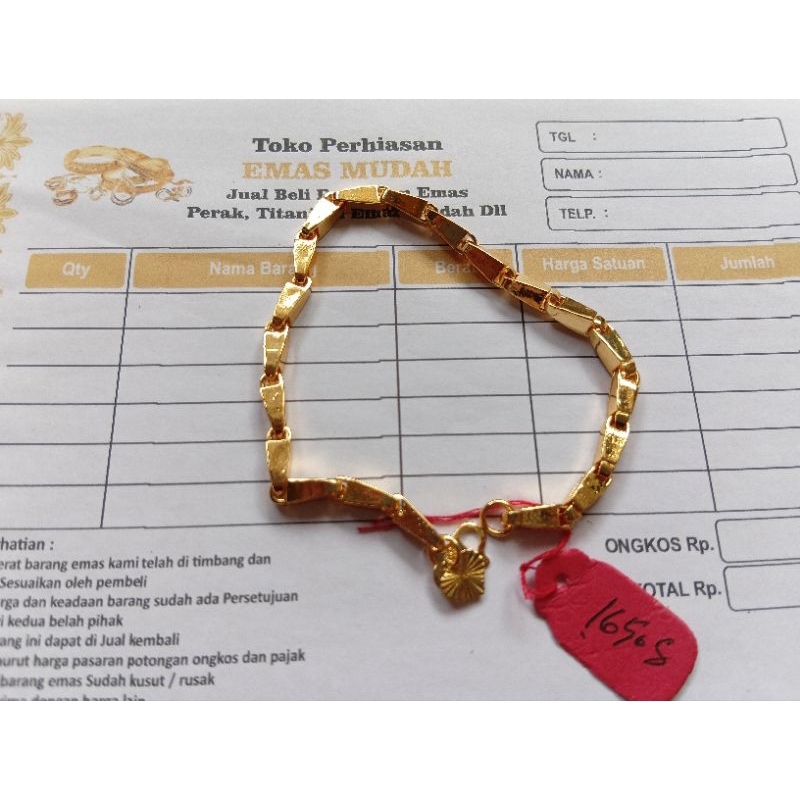 gelang tangan padi lapis emas asli 24k free surat