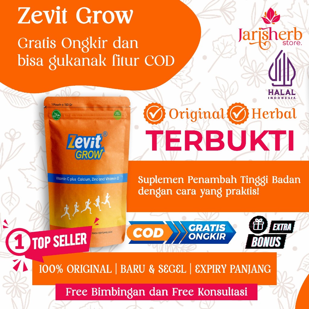 

DISKON ZEVIT GROW SUSU - Peninggi Badan Ori Susu Kalsium Penambah Tinggi Badan Tercepat Remaja Usia 5- 35 Tahun Suplemen Peninggi Badan Cepat Dan Ampuh isi 150 gram