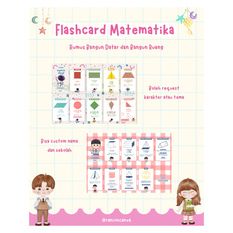 Flashcard Matematika Rumus Bangun Ruang dan Bangun Datar