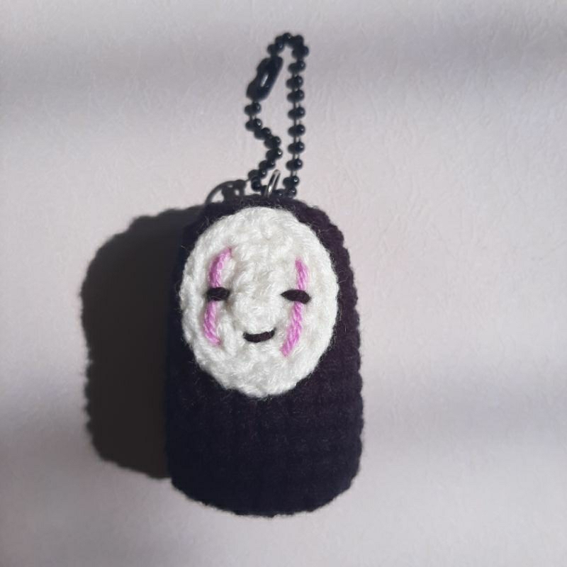 kaonashi crochet keychain