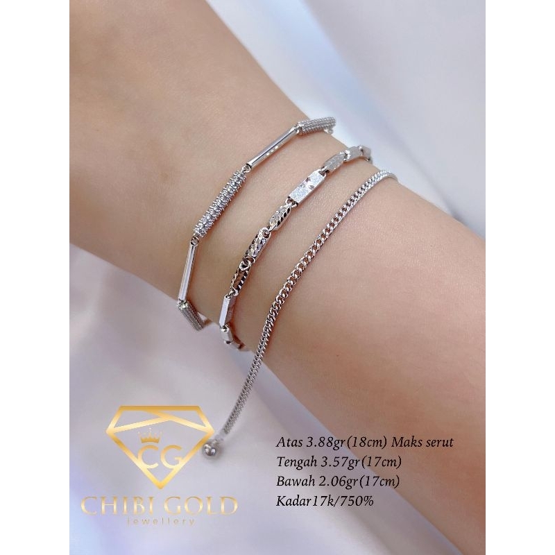 CHIBI GOLD - Gelang tangan putih emas 750 kadar 17K 388357 - Chibigold