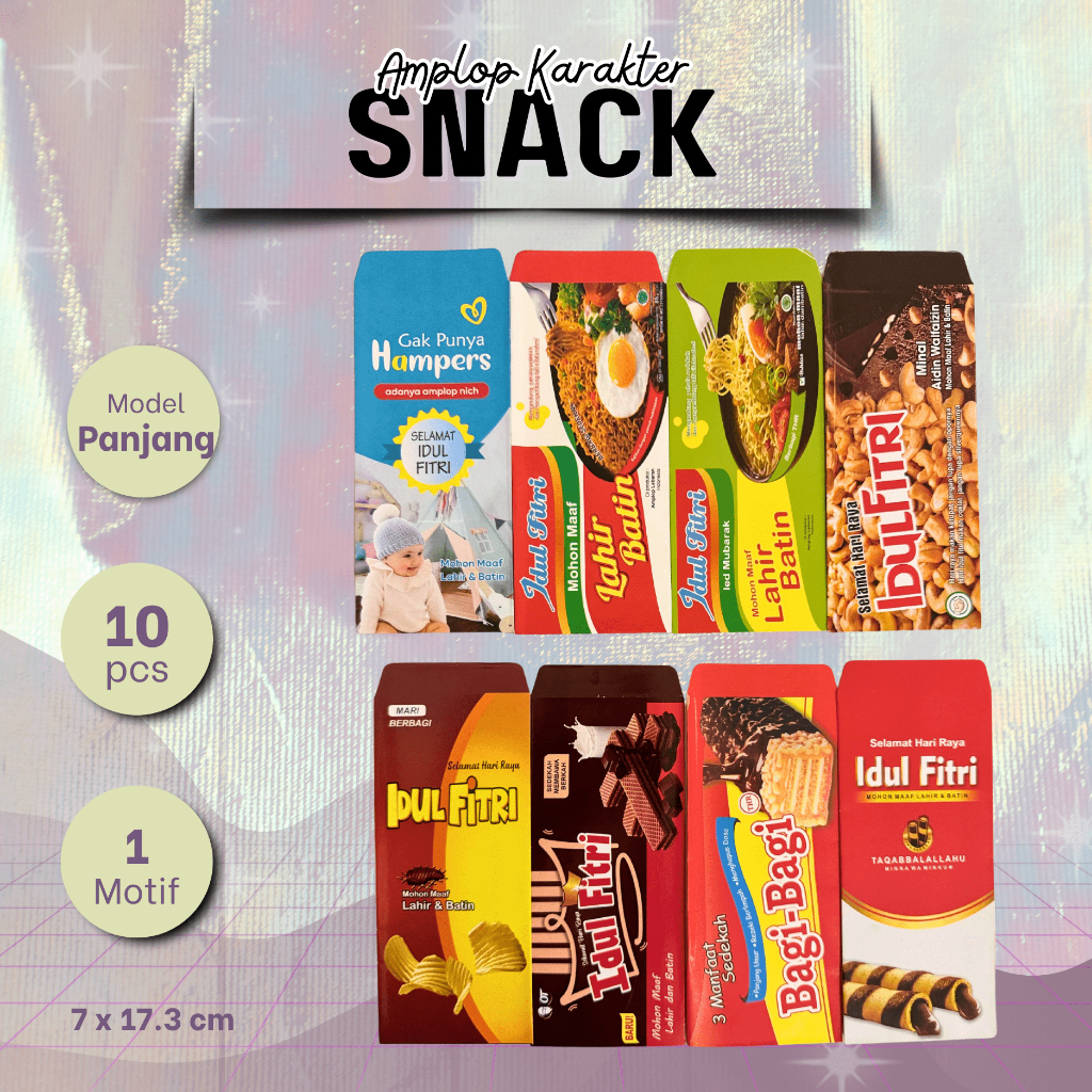 

ZS® Amplop Lebaran Besar Seri Snack - Angpao Hari Raya Ukuran Besar Motif Plesetan Jajanan - Angpao Anti mainstream
