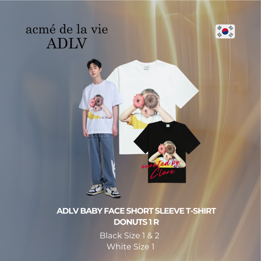 [ADLV] Baby Face Donuts 1 R Short Sleeve T-Shirt Black White - Kaos Oversized Fit Unisex acme de la 