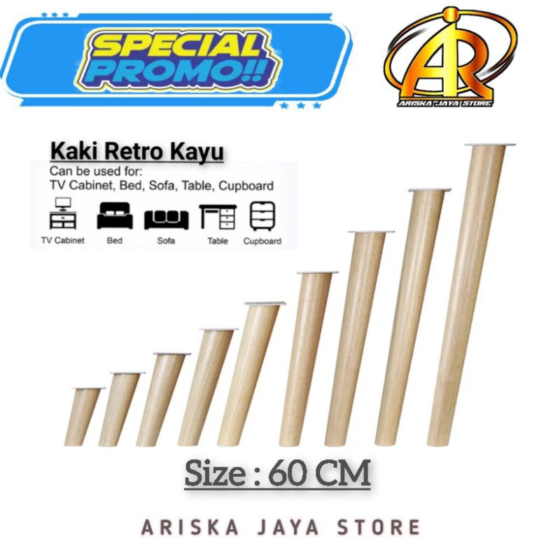 kaki meja kayu 60 CM / wooden table legs / miring