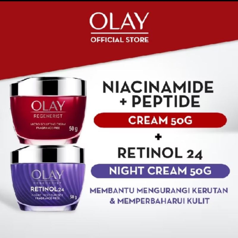 OLAY Regenerist Retinol Night Cream 50g + Niacinamide Peptide 50gr