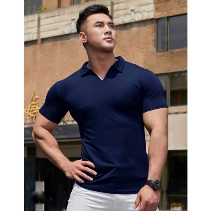 BAJU KAOS KERAH PRIA / KAOS FASHION PRIA KERAH / KAOS GYM MUSCLEFIT / ATASAN OLAHRAGA PRIA / BAJU OL