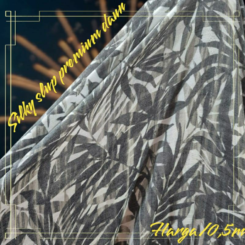 KAIN KATUN SILKY SLUP PREMIUM MOTIF DAUN - KAIN SILKY MOTIF DAUN - KAIN MOTIF DAUN HARGA/0,5M