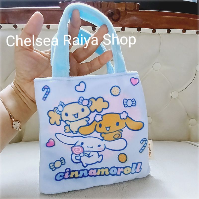 Tas Tenteng Mini Cinnamoroll Mocca Shiffon 16x16,5cm Cinamorol Cinamoroll Cinnamonroll Kawaii Origin