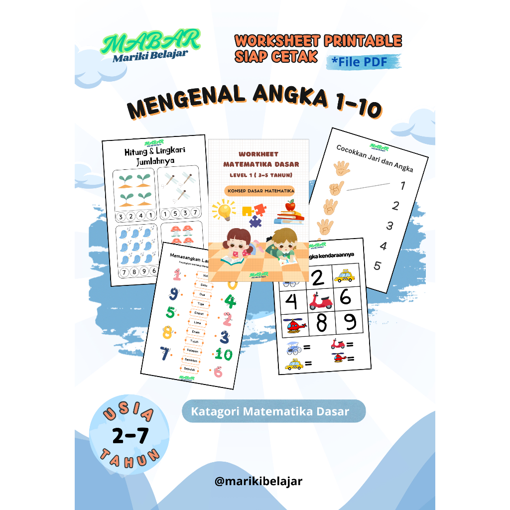 Printable worksheet Matematika dasar Level