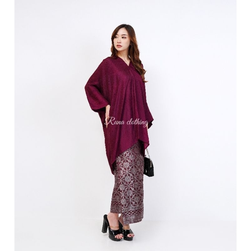 RB SETELAN ARUNA BLOUSE KAFTAN TUNIK VISCOSE ROK SONGKET LILIT TERBARU